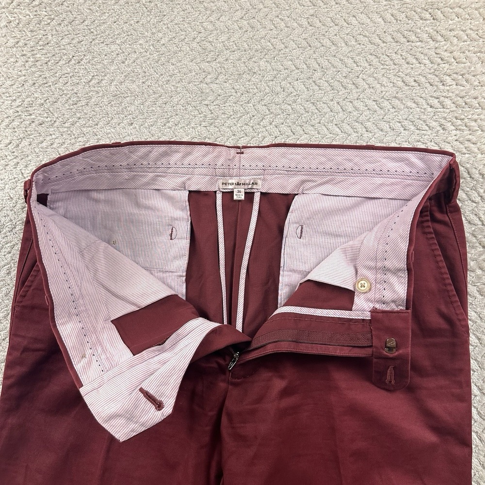 Peter Millar Dress Pants Men's 36x36 Pima Cotton Maroon Chino Office luxury golf - Picture 5 of 15
